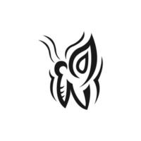 vetor de ícone de borboleta abstrata em design de logotipo de estilo plano tribal