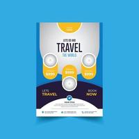 design de folheto de negócios de turismo de viagem e modelo de página de capa de brochura para agência de viagens vetor