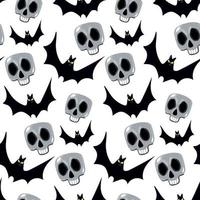 padrão de halloween sem costura com caveiras e morcegos. vetor