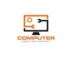 vetor de design de ícone de logotipo de tecnologia de computador