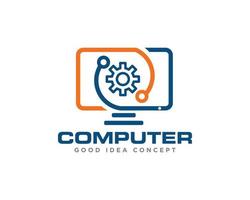 vetor de design de ícone de logotipo de tecnologia de computador