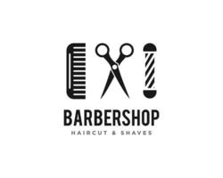 vetor de design de ícone de logotipo de barbearia ou corte de cabelo