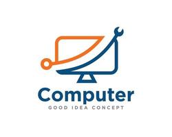 vetor de design de ícone de logotipo de tecnologia de computador