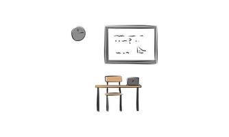 escola com mesa de lousa e laptop vetor