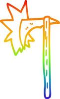 desenho de linha de gradiente de arco-íris machado viking dos desenhos animados vetor