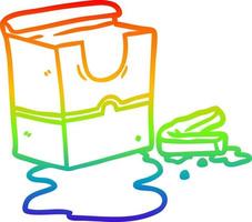 linha de gradiente de arco-íris desenhando caixa vazia de batatas fritas vetor