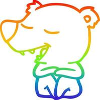 desenho de linha de gradiente de arco-íris urso de desenho animado vetor