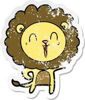 vinheta angustiada de um desenho animado de leão rindo vetor