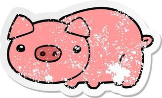 vinheta angustiada de um porco de desenho animado vetor