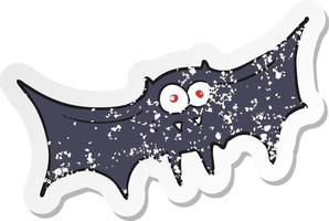 adesivo retrô angustiado de um morcego vampiro de desenho animado vetor