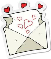 adesivo de uma carta de amor de desenho animado vetor