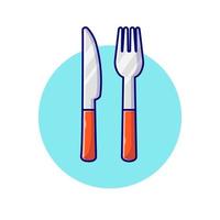 garfo e faca ilustração de ícone do vetor dos desenhos animados. comida objeto ícone conceito isolado vetor premium. estilo de desenho animado plano