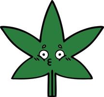 folha de maconha bonito dos desenhos animados vetor