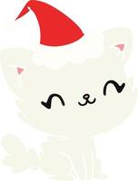 desenho de natal do gato kawaii vetor