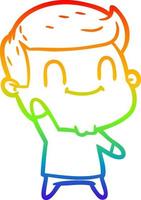 desenho de linha de gradiente de arco-íris desenho animado homem feliz vetor