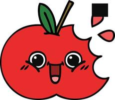 bonito desenho animado maçã vermelha vetor