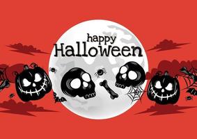 banner de halloween de abóbora louca em fundo vermelho vetor