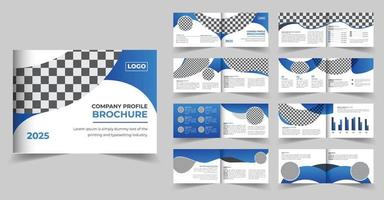 design de brochura de perfil de empresa de paisagem de 16 páginas ou design de modelo de brochura de várias páginas vetor