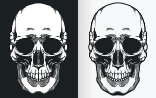 silhueta de vista frontal do crânio humano vintage