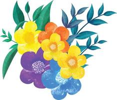 ilustração digital de flores e folhas em aquarela. você pode usar este design para imprimir em cartões, molduras, canecas, sacolas de compras etc. o que quiser. vetor