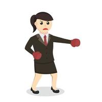 personagem de design de soco de boxer de secretária de mulher de negócios em fundo branco vetor