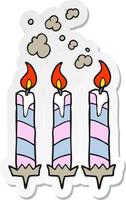 adesivo de velas de bolo de aniversário de desenho animado vetor