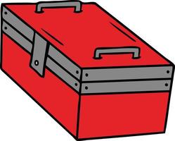 doodle de desenho animado de uma caixa de ferramentas de metal