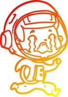 desenho de linha de gradiente quente desenho animado chorando astronauta vetor