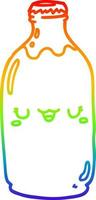 linha de gradiente de arco-íris desenhando garrafa de leite de desenho animado bonito vetor