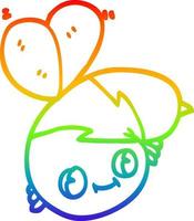 linha de gradiente de arco-íris desenhando abelha de desenho animado bonito vetor