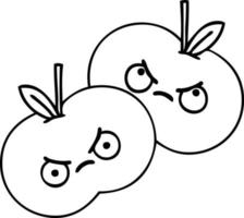 desenho de linha maçãs de desenho animado vetor