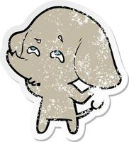 vinheta angustiada de um elefante de desenho animado lembrando vetor