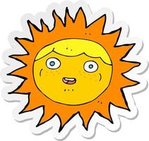 adesivo de um personagem de desenho animado do sol vetor