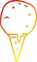 desenho de linha de gradiente quente casquinha de sorvete de desenho animado vetor