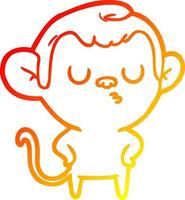 macaco de desenho animado de desenho de linha de gradiente quente vetor