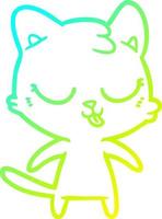 linha de gradiente frio desenhando gato de desenho animado fofo vetor
