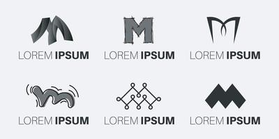 conjunto de design de logotipo criativo monograma letra m vetor