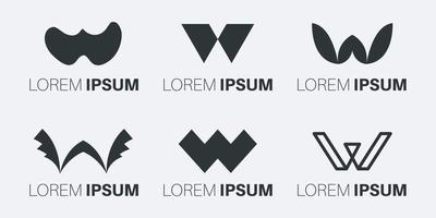 conjunto de design de logotipo de letra w monograma criativo vetor