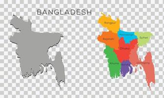 mapa em branco de bangladesh. divisão do mapa de bangladesh. República popular do mapa vetorial de bangladesh em fundo transparente para sua web, logotipo, aplicativo, interface do usuário, eps10. vetor