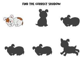 encontre as sombras corretas do lindo cachorro marrom. quebra-cabeça lógico para crianças. vetor