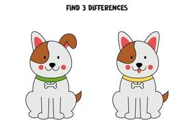 encontre 3 diferenças entre dois cães fofos. vetor