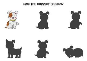 encontre as sombras corretas do lindo cachorro marrom. quebra-cabeça lógico para crianças. vetor