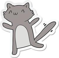 adesivo de um gato dançando de desenho animado vetor