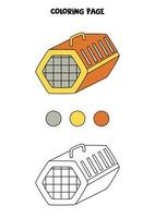 transportadora de animais de estimação de desenhos animados de cores. planilha para crianças. vetor