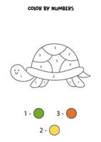 cor tartaruga de desenho animado bonito por números. planilha para crianças. vetor