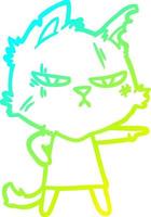 linha de gradiente frio desenhando garota de gato de desenho animado difícil apontando vetor