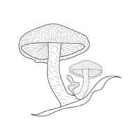arte abstrata de linha de cogumelos. um símbolo da floresta, outono e colheita. ilustração em preto e branco vetor