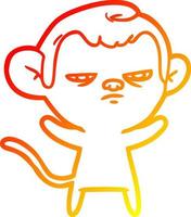 desenho de linha de gradiente quente desenho animado macaco irritado vetor