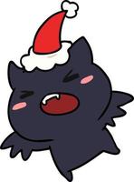 desenho de natal de morcego kawaii vetor