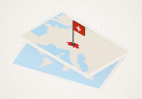 Suíça selecionada no mapa com bandeira isométrica da Suíça. vetor